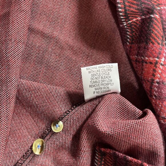 Tailor Byrd Shirt Mens Small Sweatershirt Flannel Button Up Plaid Pocket Red NWT - Picture 9 of 16